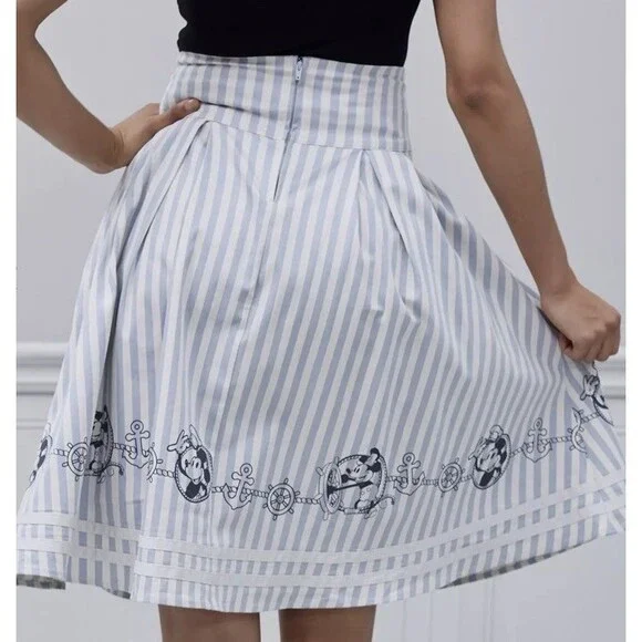 Her Universe Disney Steamboat Willie Icons Stripped Retro Skirt XL 2X NEW - Picture 3 of 5